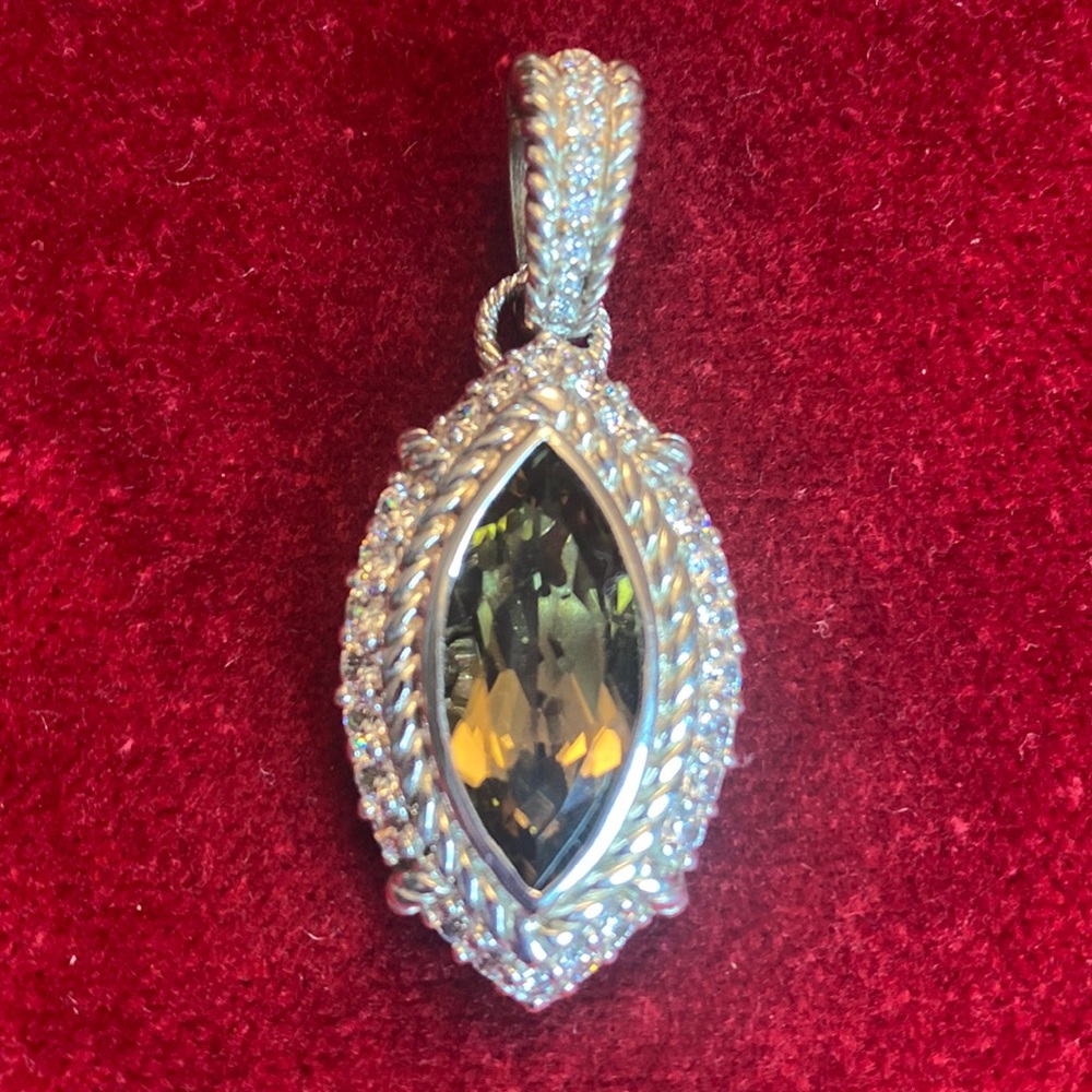 Judith Ripka Sterling Silver Olive Topaz Enhancer Pendant